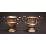 Pair QEII Sterling silver mini trophy cups
