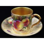 Royal Worcester H/P Fruit coffee can & saucer