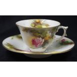 Royal Worcester handpainted rose cup & saucer