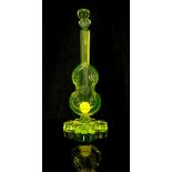 Antique Uranium glass guitar form perfume bottle