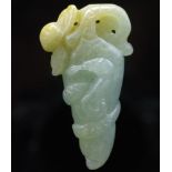 Chinese jade carved snake & fruit pendant