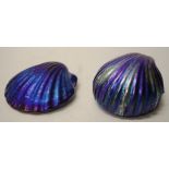 Two Colin Heaney studio glass shell paperweights