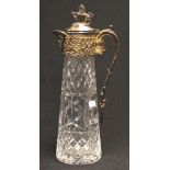 Silver plate & cut crystal claret jug