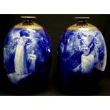 Pair of large Royal Doulton Blue Children vases