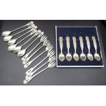 Set German silver sundae spoons & forks