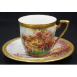Royal Worcester signed coffee cup & saucer
