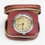 Vintage 'Newmark' leather cased travelling clock