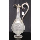 Victorian cut crystal and silver plated claret jug