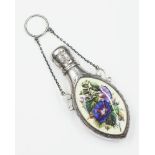 Sterling silver & enamel floral perfume bottle