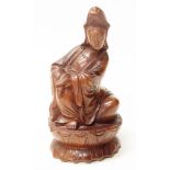 Chinese hand carved wooden Guanyin figure