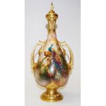 Royal Worcester Hadley ware handpainted vase