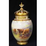 Royal Worcester pot pourri Stinton cattle vase