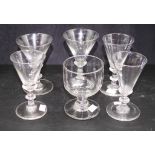 Six various Victorian port glasses