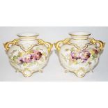Pair of Royal Worcester blush ivory vases
