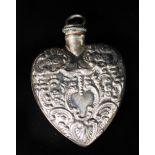 Sterling silver heart form perfume bottle