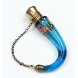 Antique Cornucopia blue glass perfume bottle