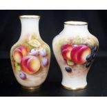 Royal Worcester hand painted fruit vases (2)