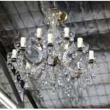 Eight branch glass chandelier
