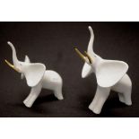 Two Hollohaza Hungary ceramic elephant figures