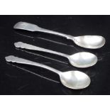 Three sterling silver condiment spoons