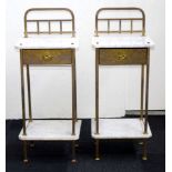Pair of 2 tier brass bedside cabinets