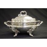 Antique silver plate serving tureen