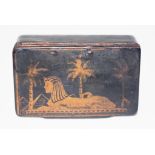 Early Egyptian theme papier mache snuff box