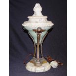 Antique Alabaster & cast metal table lamp