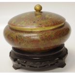 Chinese lidded cloisonne bowl & stand