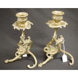 Pair of early brass candlesticks