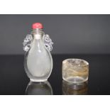 Good Chinese crystal snuff bottle & archer's ring