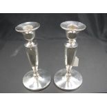 Pair George V sterling silver candlesticks