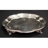 Victorian sterling silver card tray