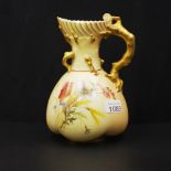 Royal Worcester hand painted blush ewer