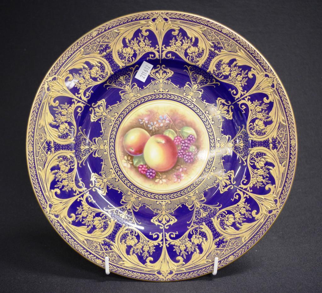 Royal Worcester painted fruit signed cabinet plate