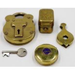 Antique brass padlock and other brass collectables
