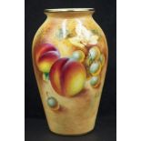 Royal Worcester painted fruit signed vase