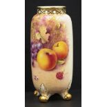 Royal Worcester painted fruit signed vase