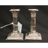 Pair Victorian sterling silver candlesticks