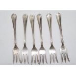 Set six George V sterling silver oyster forks