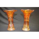 Pair vintage carnival glass table vases