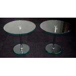 Pair of contemporary glass occasional tables