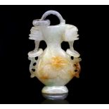 Chinese carved jade urn pendant