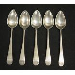 Five antique sterling silver grapefruit spoons