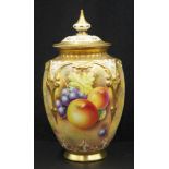 Royal Worcester lidded signed pot pourri vase