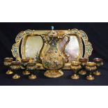 Good early Chinese decorated silver wine set