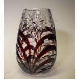 Large Bohemian flash glass cut crystal vase