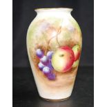 Royal Worcester hand painted fruit signed vase