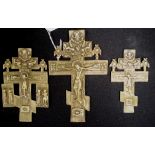 Three 19/20th C graduated brass crucifixes