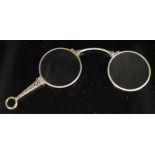 Sterling silver lorgnette with filigree handle